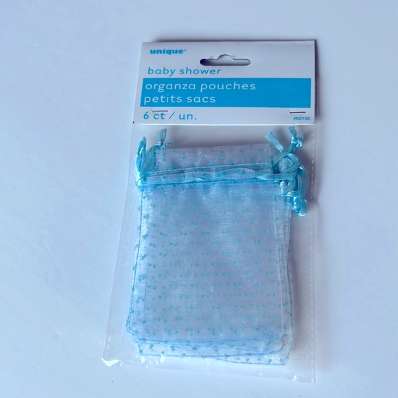 6 pcs Organza Pouches Light Blue Bags Favor Bags Treat Bags - Picture 2 of 7